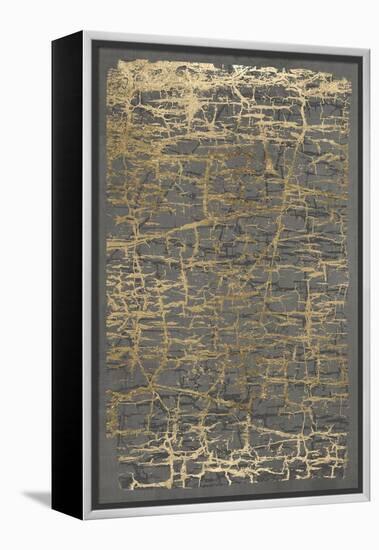 Gray Black Cracks 1-Denise Brown-Framed Stretched Canvas