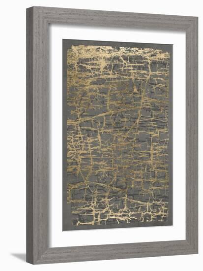 Gray Black Cracks 1-Denise Brown-Framed Art Print