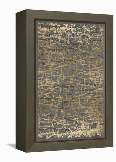 Gray Black Cracks 2-Denise Brown-Framed Stretched Canvas