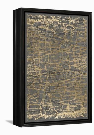 Gray Black Cracks 2-Denise Brown-Framed Stretched Canvas