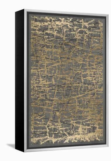 Gray Black Cracks 2-Denise Brown-Framed Stretched Canvas