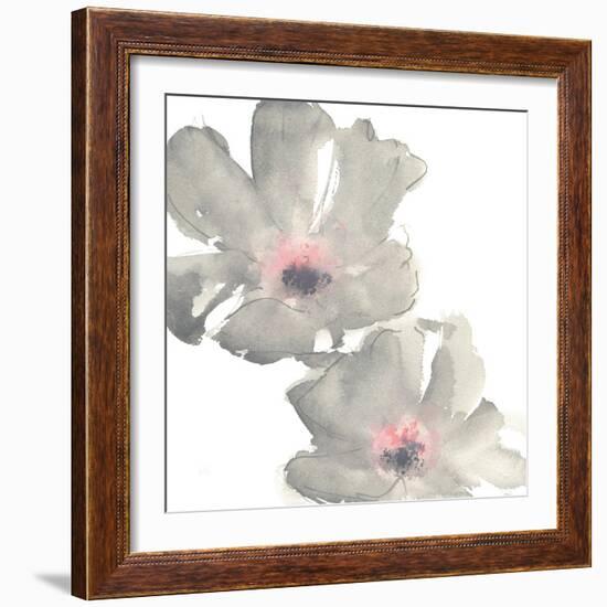 Gray Blush Cosmos I on White-Chris Paschke-Framed Art Print