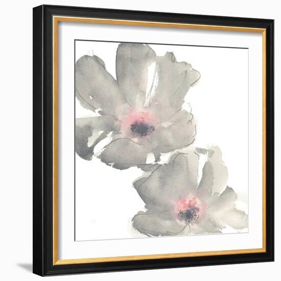 Gray Blush Cosmos I on White-Chris Paschke-Framed Art Print