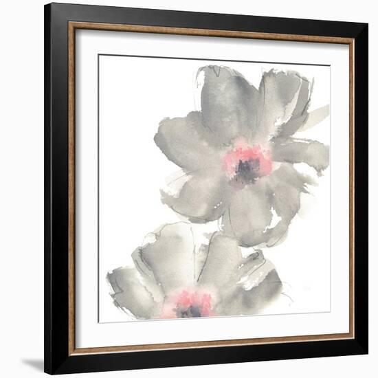 Gray Blush Cosmos II on White-Chris Paschke-Framed Art Print