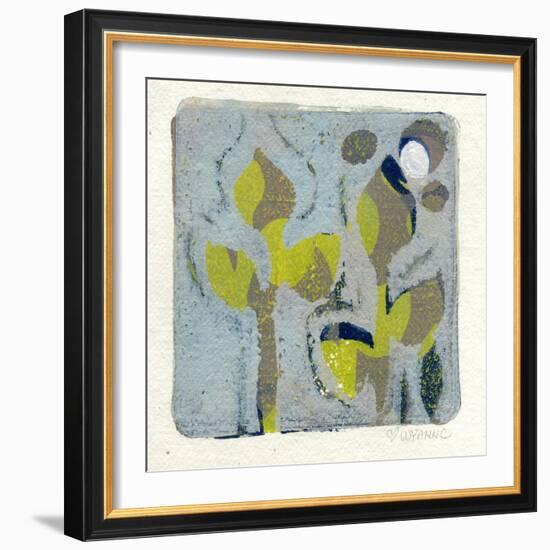 Gray Flowers Monoprint-Wyanne-Framed Giclee Print