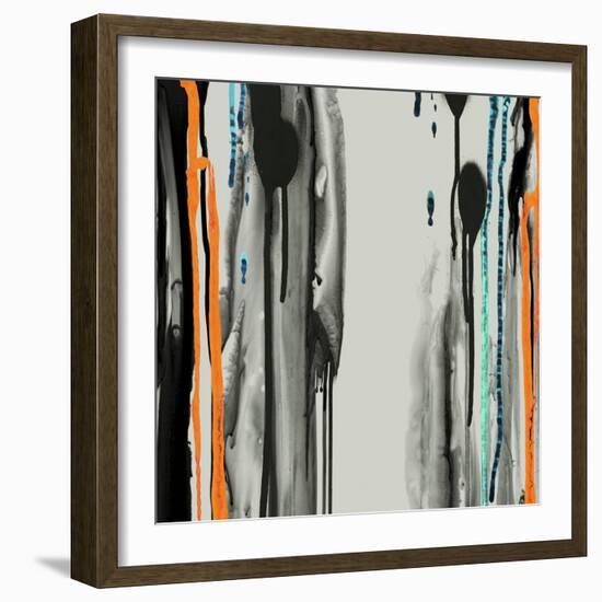 Gray Paint Drips-Tracy Hiner-Framed Giclee Print