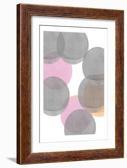 Gray Pink Circles Ii-Louise van Terheijden-Framed Giclee Print