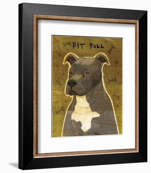 Gray Pit Bull-John W^ Golden-Framed Art Print