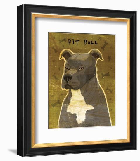 Gray Pit Bull-John W^ Golden-Framed Art Print