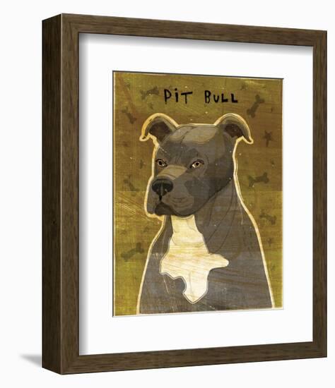 Gray Pit Bull-John W^ Golden-Framed Art Print