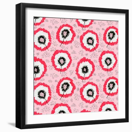 Gray Red on Pink Flower Fringes Polka Dot-Michele Channell-Framed Photographic Print