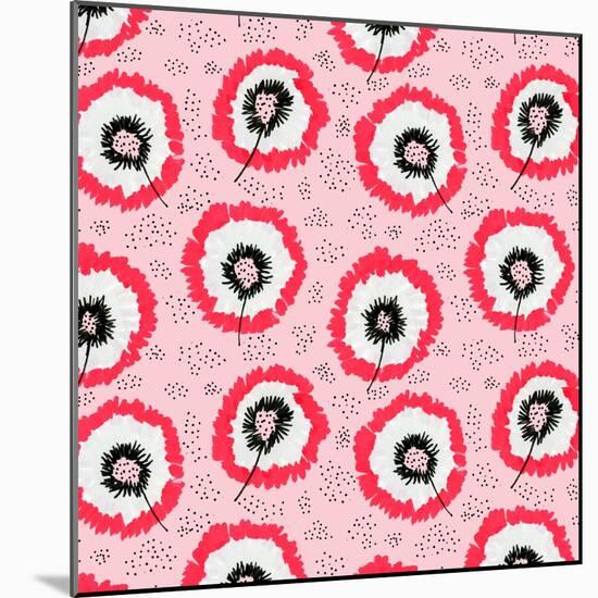 Gray Red on Pink Flower Fringes Polka Dot-Michele Channell-Mounted Photographic Print