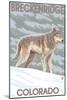Gray Wolf Standing - Breckenridge, Colorado-Lantern Press-Mounted Art Print