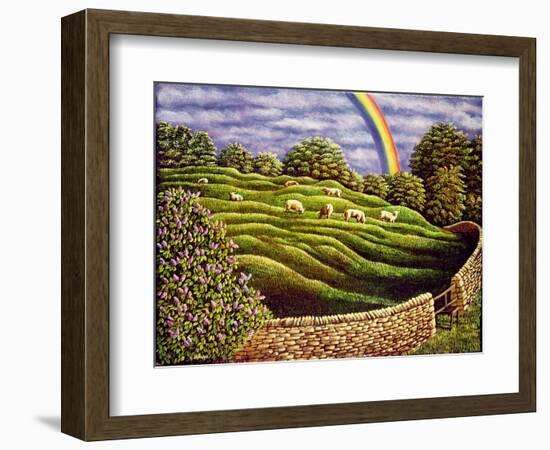 Grazing Sheep and Rainbow, 1989-Liz Wright-Framed Giclee Print