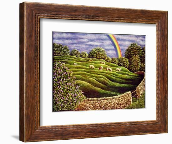 Grazing Sheep and Rainbow, 1989-Liz Wright-Framed Giclee Print