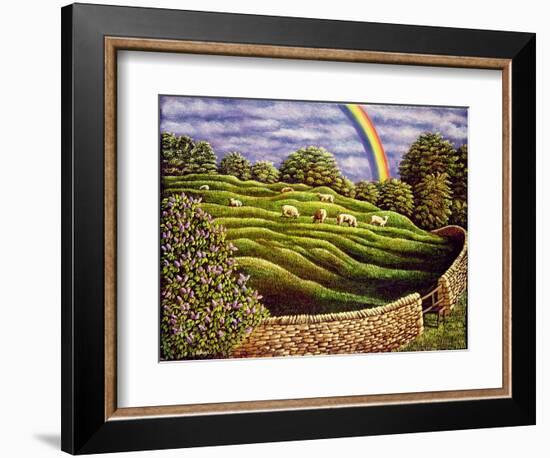 Grazing Sheep and Rainbow, 1989-Liz Wright-Framed Giclee Print