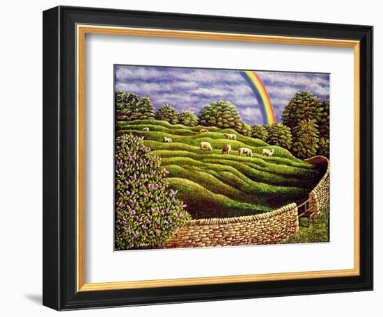 Grazing Sheep and Rainbow, 1989-Liz Wright-Framed Giclee Print