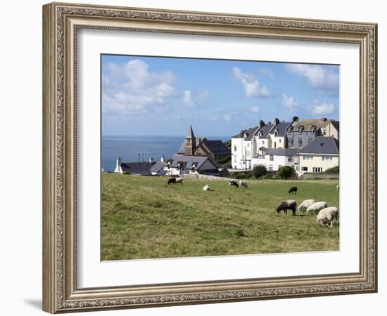 Grazing Sheep, Mortehoe, Devon, England, United Kingdom, Europe-Jeremy Lightfoot-Framed Photographic Print