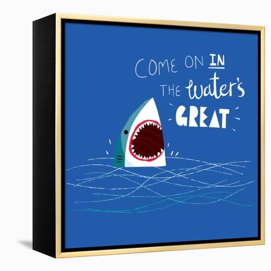 Great Advice Shark-Michael Buxton-Framed Stretched Canvas