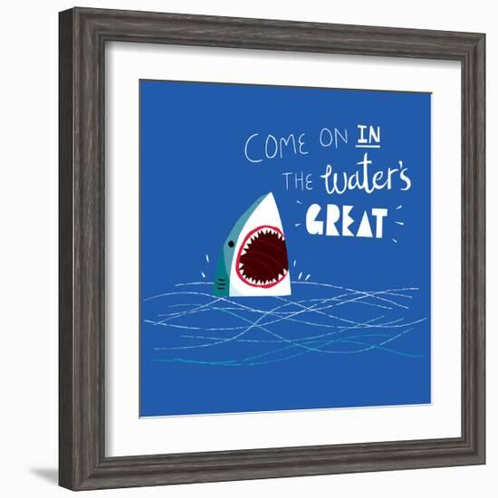 Great Advice Shark-Michael Buxton-Framed Art Print
