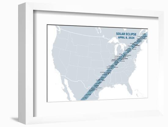 Great American Total Solar Eclipse of April 8, 2024. Map with Path of Totality-PeterHermesFurian-Framed Photographic Print