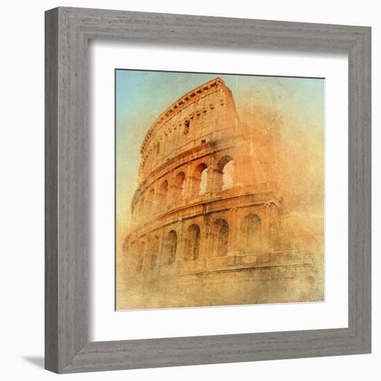 Great Antique Rome - Coloseum , Artwork In Retro Style-Maugli-l-Framed Art Print