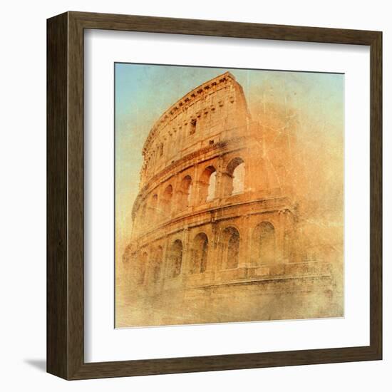 Great Antique Rome - Coloseum , Artwork In Retro Style-Maugli-l-Framed Art Print