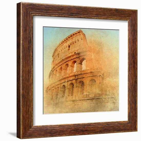 Great Antique Rome - Coloseum , Artwork In Retro Style-Maugli-l-Framed Art Print