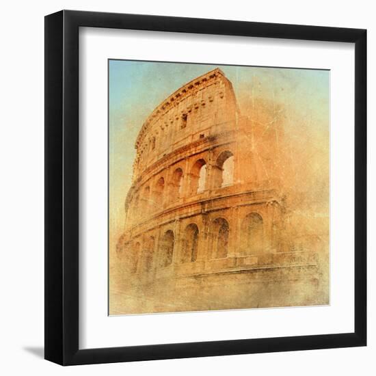 Great Antique Rome - Coloseum , Artwork In Retro Style-Maugli-l-Framed Art Print