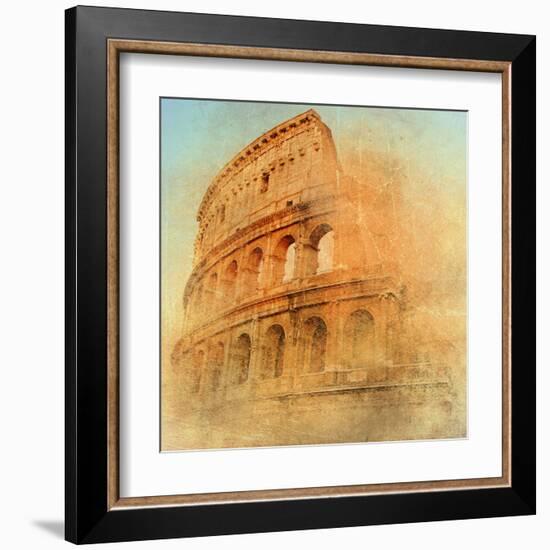 Great Antique Rome - Coloseum , Artwork In Retro Style-Maugli-l-Framed Art Print