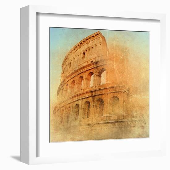 Great Antique Rome - Coloseum , Artwork In Retro Style-Maugli-l-Framed Art Print