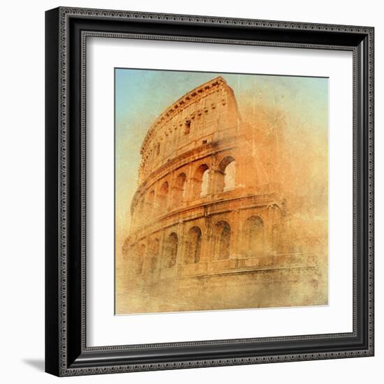 Great Antique Rome - Coloseum , Artwork In Retro Style-Maugli-l-Framed Art Print