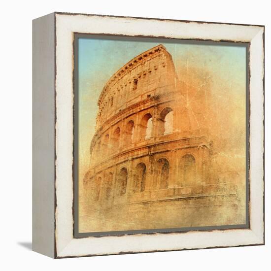 Great Antique Rome - Coloseum , Artwork In Retro Style-Maugli-l-Framed Stretched Canvas