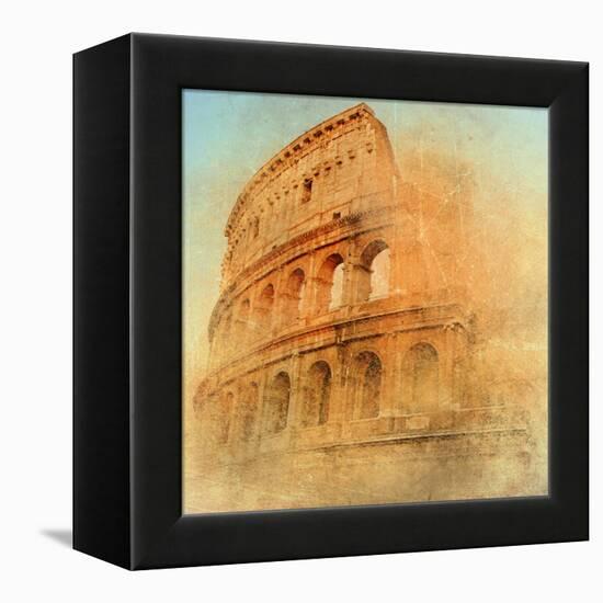 Great Antique Rome - Coloseum , Artwork In Retro Style-Maugli-l-Framed Stretched Canvas