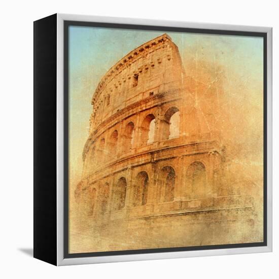 Great Antique Rome - Coloseum , Artwork In Retro Style-Maugli-l-Framed Stretched Canvas