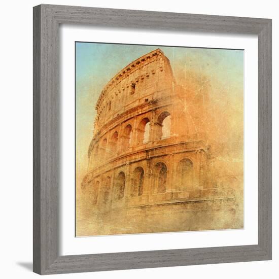 Great Antique Rome - Coloseum , Artwork In Retro Style-Maugli-l-Framed Art Print