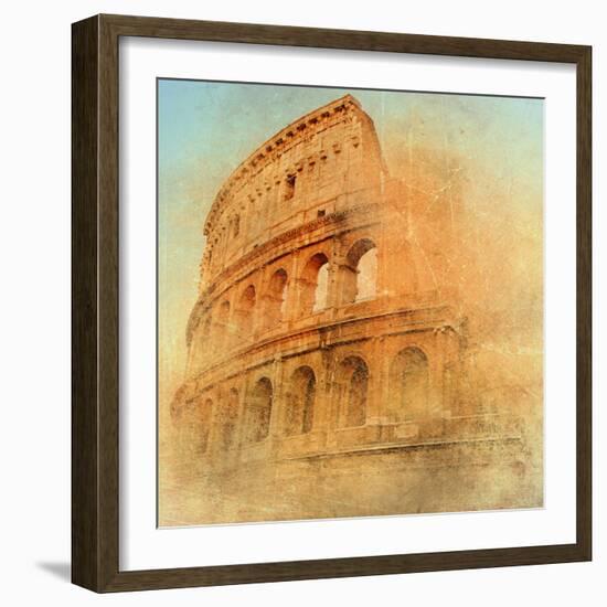 Great Antique Rome - Coloseum , Artwork In Retro Style-Maugli-l-Framed Art Print