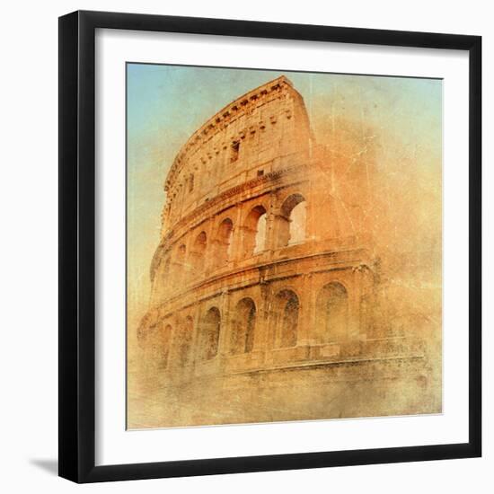 Great Antique Rome - Coloseum , Artwork In Retro Style-Maugli-l-Framed Art Print