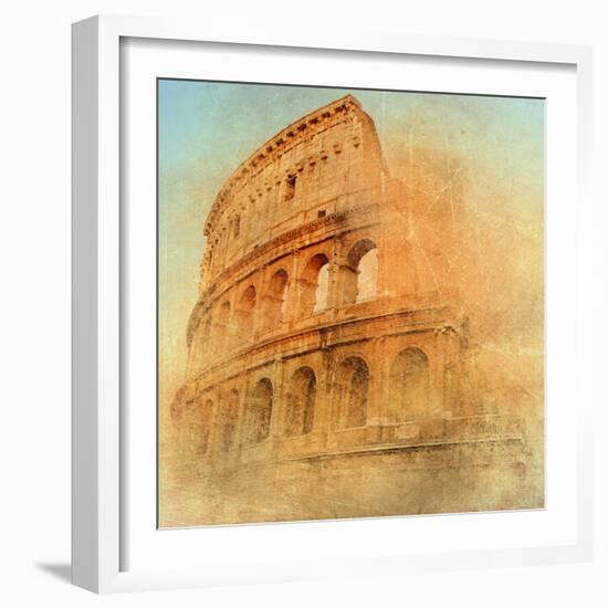 Great Antique Rome - Coloseum , Artwork In Retro Style-Maugli-l-Framed Art Print