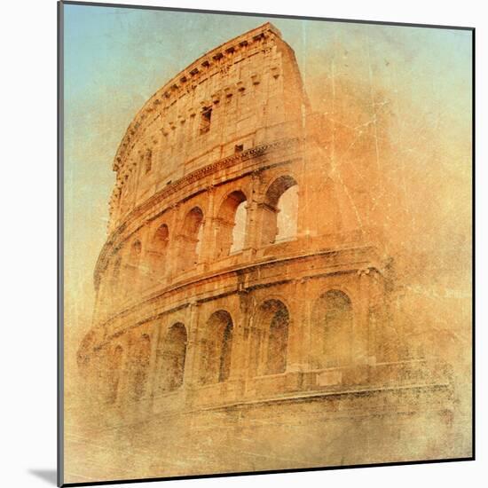 Great Antique Rome - Coloseum , Artwork In Retro Style-Maugli-l-Mounted Art Print