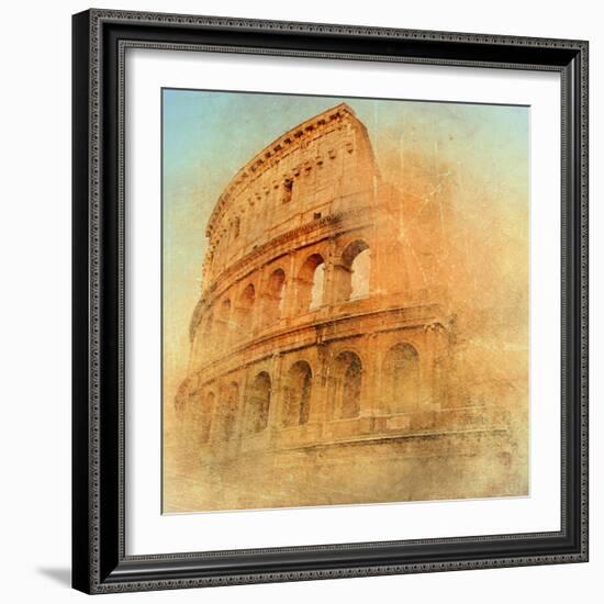 Great Antique Rome - Coloseum , Artwork In Retro Style-Maugli-l-Framed Art Print