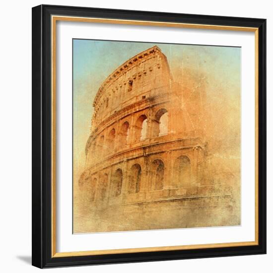 Great Antique Rome - Coloseum , Artwork In Retro Style-Maugli-l-Framed Art Print