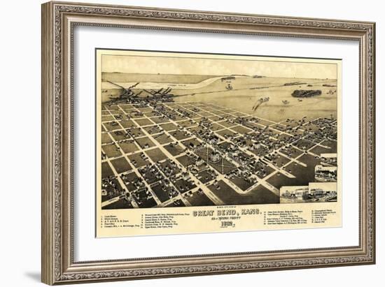 Great Bend, Kansas - Panoramic Map-Lantern Press-Framed Art Print