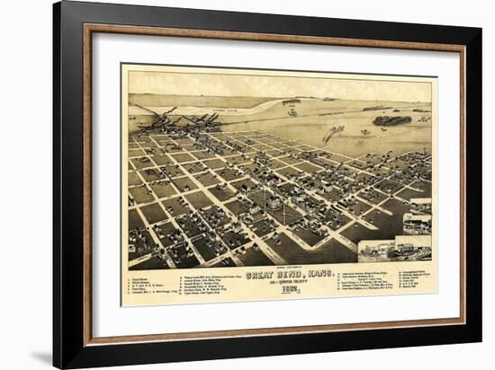 Great Bend, Kansas - Panoramic Map-Lantern Press-Framed Art Print