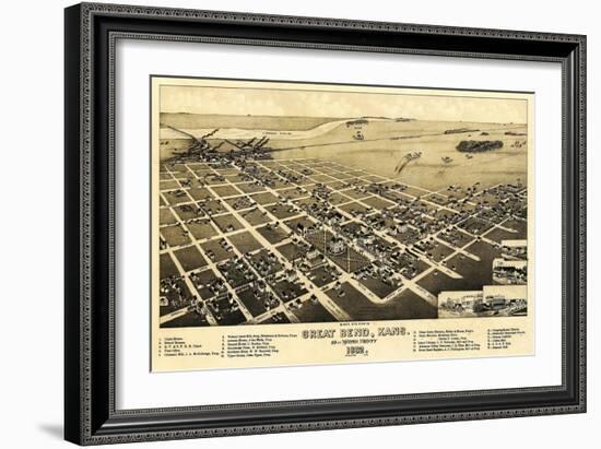 Great Bend, Kansas - Panoramic Map-Lantern Press-Framed Art Print