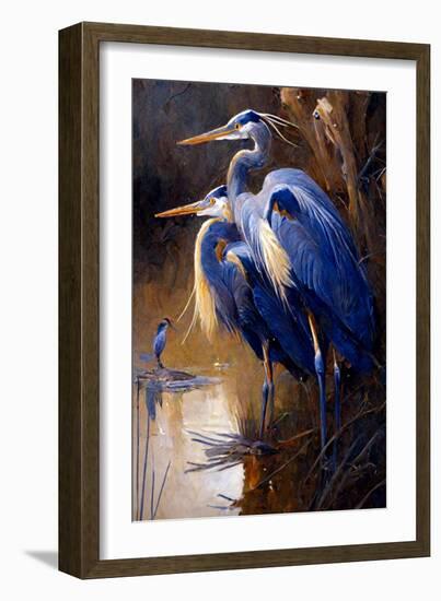 Great Blue Herons-Vivienne Dupont-Framed Art Print