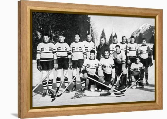 Great Britain Ice Hockey Team, Winter Olympic Games, Garmisch-Partenkirchen, Germany, 1936-null-Framed Premier Image Canvas