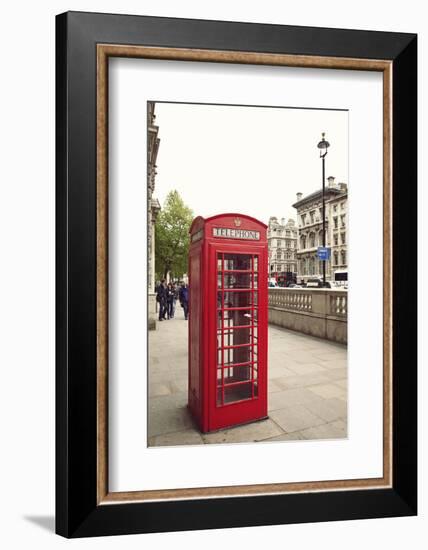 Great Britain, London, house, telephone box, architecture, facade-Nora Frei-Framed Photographic Print