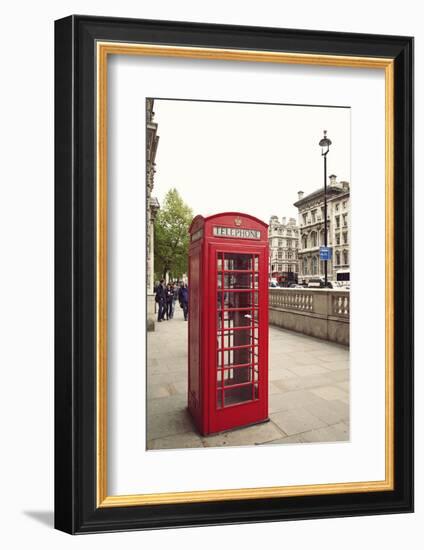 Great Britain, London, house, telephone box, architecture, facade-Nora Frei-Framed Photographic Print