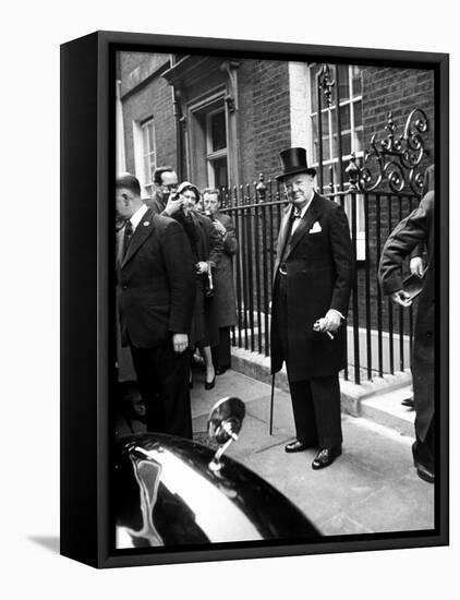 Great Britain's Prime Minister Winston Churchill Leaving His Home-Carl Mydans-Framed Premier Image Canvas